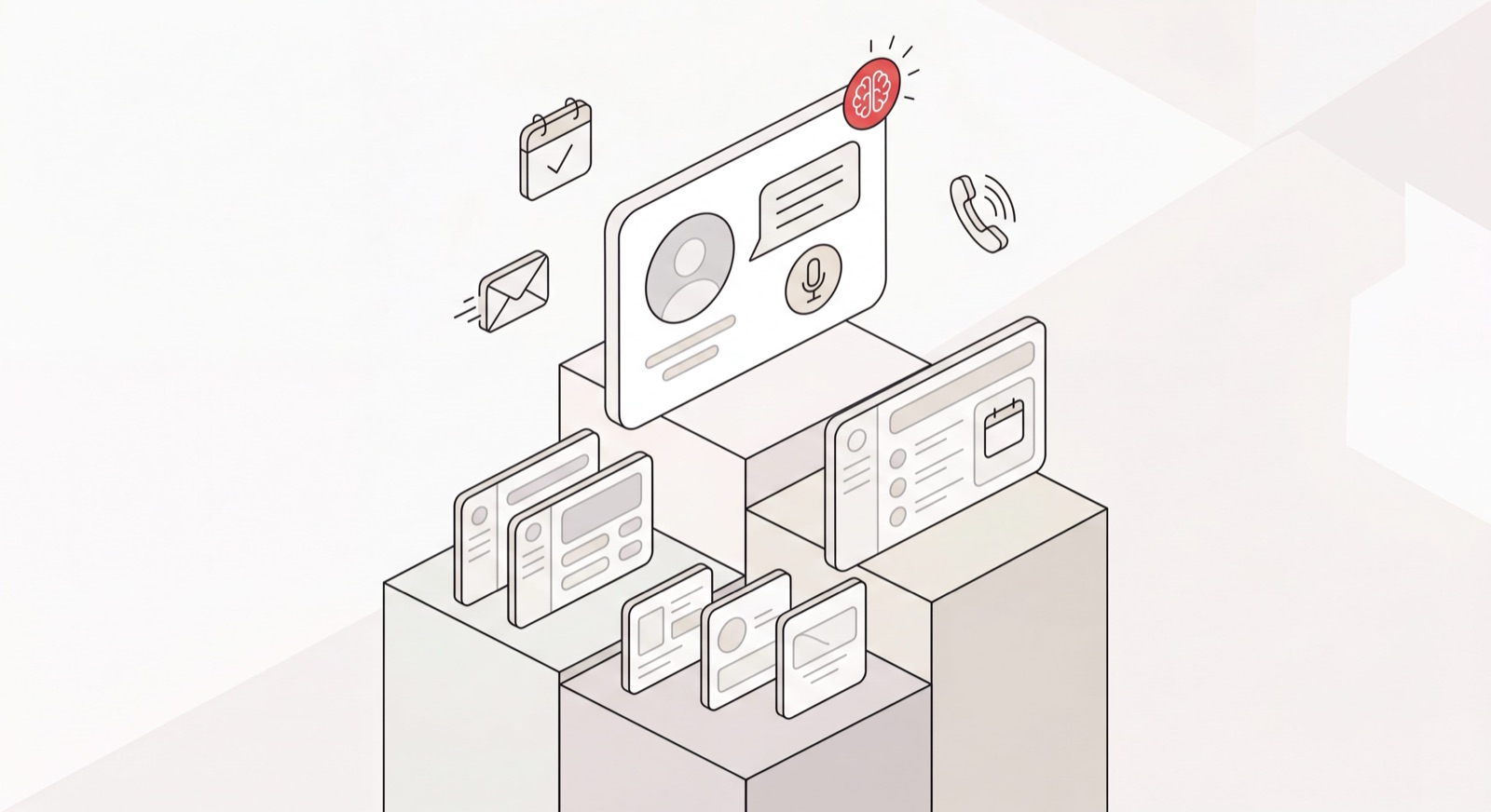 Tiered podium ranking the best AI virtual assistant tools, with one standout app dashboard at the top