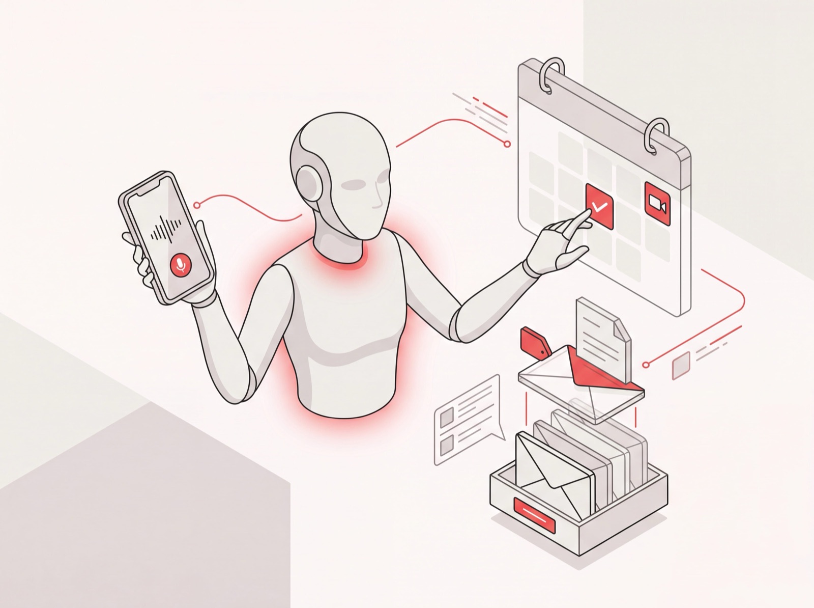 Personal AI agent handling an executive's phone call, calendar, and inbox at once